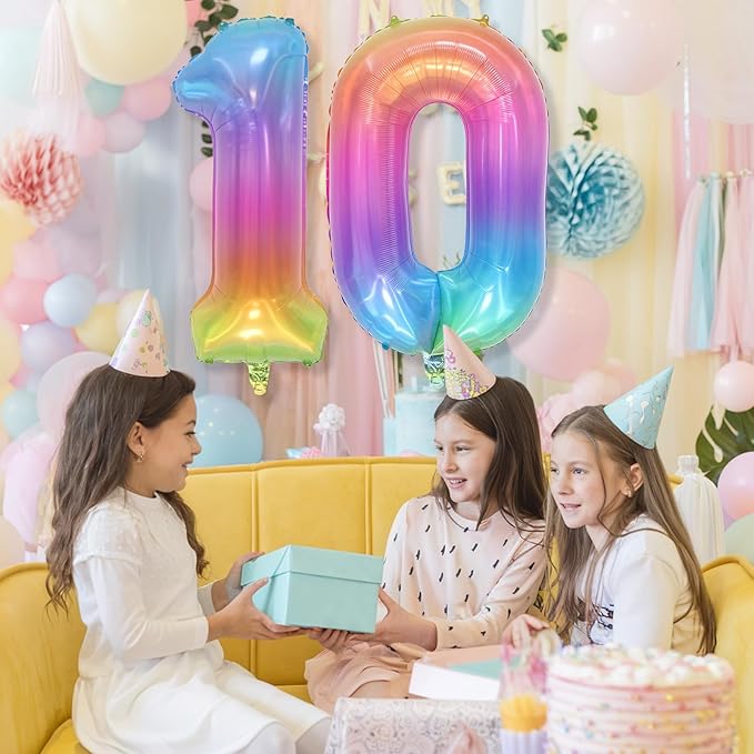 Rainbow Number 0 Balloon, 40 Inch Colorful Self Inflating Foil Balloons, Globos De Numeros Grandes, Large Mylar Helium Multicolor Number 0 Balloon for Kids Birthday Party Decor Baby Shower Decorations