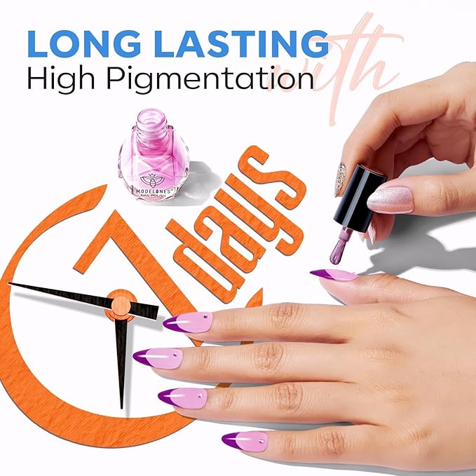 modelones Nail Polish Set, 12 Colors Neon Pink Red Blue Orange Spring Summer Quick Dry Mini Starter Kit, Long Lasting Art DIY Manicure Set at Home for Women Girls