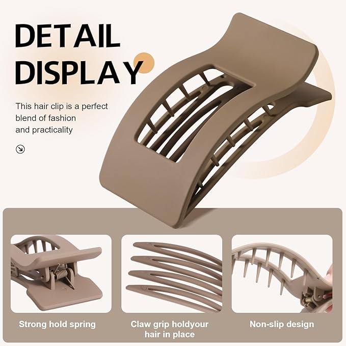 8 Pack French Flat Hair Clips for Women – Large Matte No-Slip Claw clips for Thick & Thin Hair, Strong Hold Styling Barrettes Accessories (Neutral)