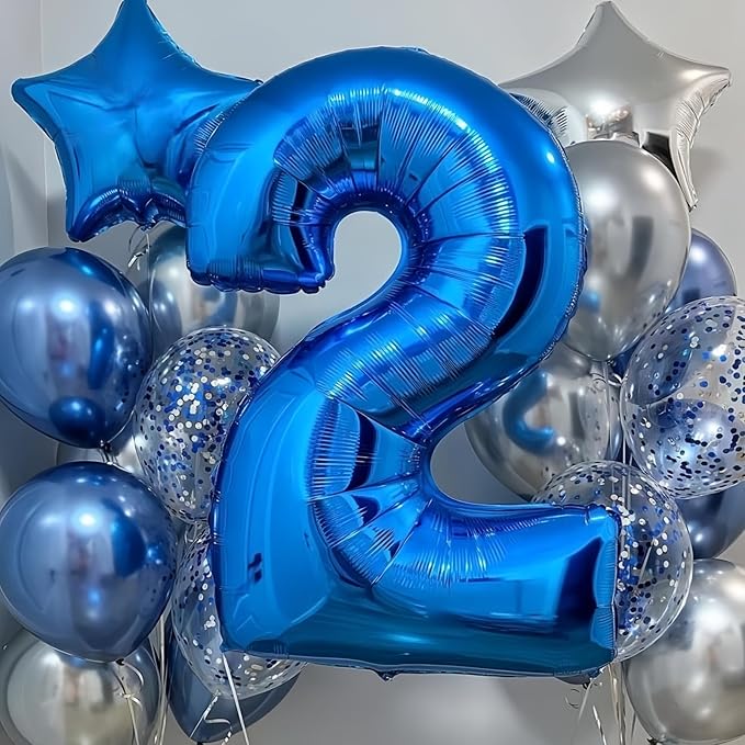 40'' Blue Number 1 Balloons, Giant Self Inflating Foil Number Balloons Set 0-9, Large Digital 1 Helium Balloon for Men Boys 1st Birthday Baby Shower Party Decorations Anniversary Photo Shoot Supplies