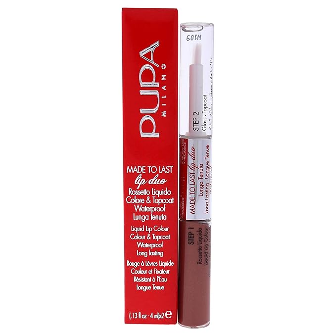 PUPA Milano Made To Last Lip Duo - Smudge-Proof Lip Color And Gloss - Highly Pigmented Shades - One Swipe Color Payoff - Gives Unrivaled Glassy Effect - Long Lasting - 012 Natural Nude - 0.13 Oz