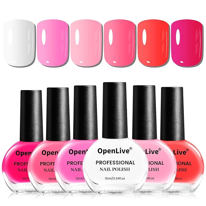 10ml 6 Colors Red Rose Pink Nail Polish Set Romantic Color Series Nail Polish Quick Dry Long Lasting Valentine's Day Gift for Her
