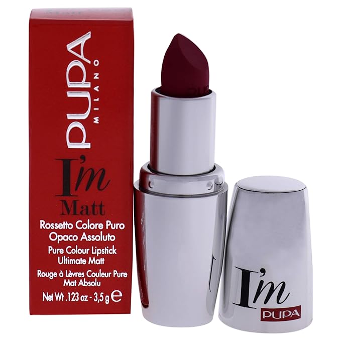 PUPA Milano I Am Matt Pure Colour Lipstick - Dresses Lips In Full, Deep Color - Matte, Velvety And Extremely Sensory Feel - Glides On Without Weighing Lips Down - 050 Runway Fuchsia - 0.123 OZ