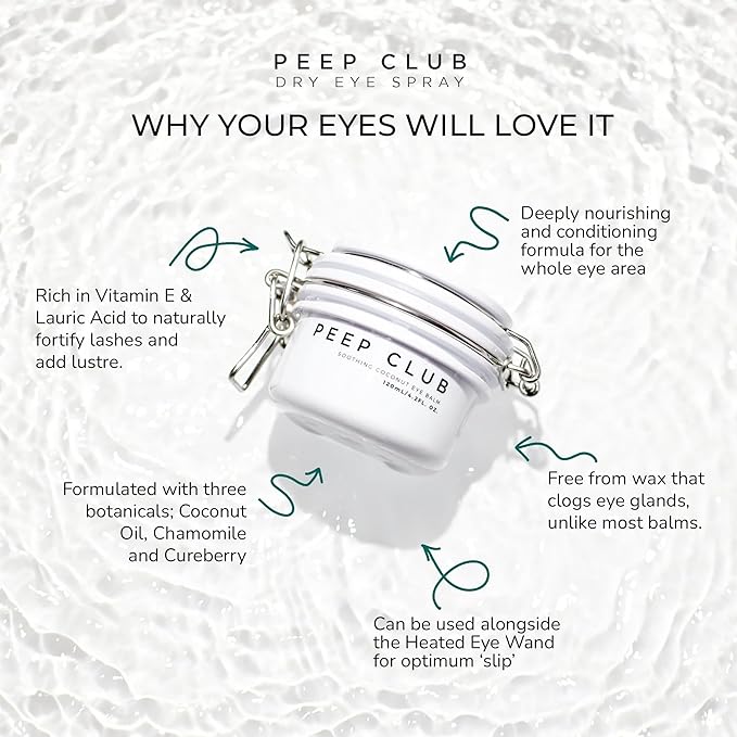 Peep Club Soothing Coconut Eye Balm – Optometrist Formulated, Tea Tree Oil Free, Eye Makeup Remover, Nourishing Eye Cream, Sensitive Skin, Coconut Oil, Chamomile, Cureberry, Strengthens Lashes, 1.4oz