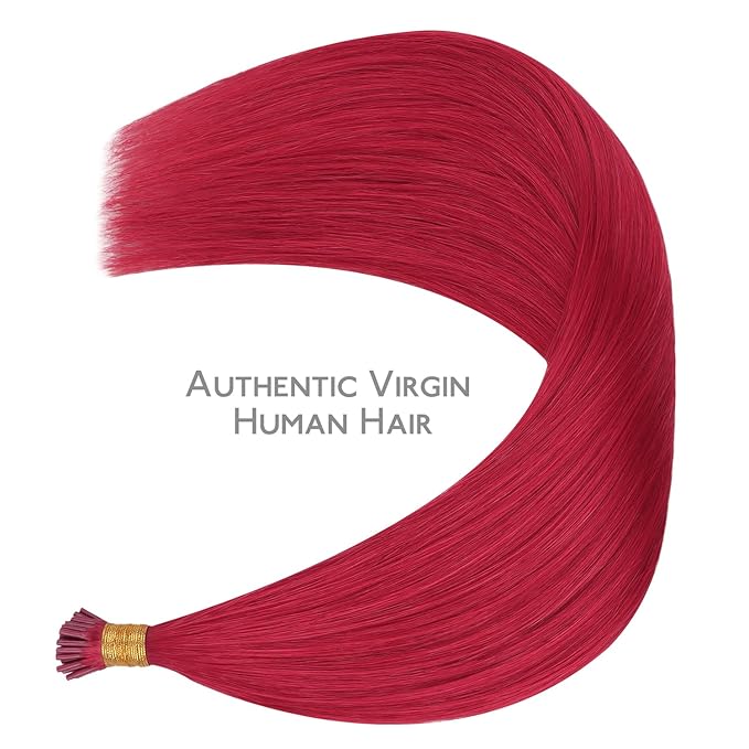 WENNALIFE I Tip Hair Extensions Human Hair, 50g 100s 16 Inch Red Remy Itip Human Hair Extensions Invisible Itips Straight I Tips Fusion Extensions Real Human Hair
