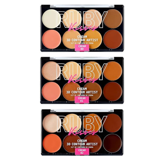 Ruby Kisses 3D Cream Contour Artist Set 3 Pack (Light, Light Medium, Medium Dark)