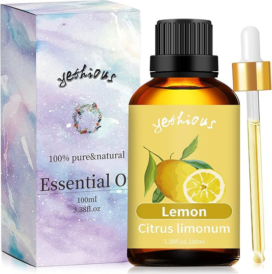 yethious Lemon Essential Oil Lemon Essential Oill for Diffuser, Perfume, Body, Skin, Hair, Candle Soap Making Lemon Fragrance Oil 100ML
