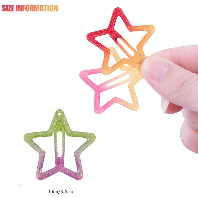Star Hair Clips Snap Hair Barrettes Non Slip Star Hair Accessories Gradient Colors Metal Hair Clips for Girls Women - 22 PCS