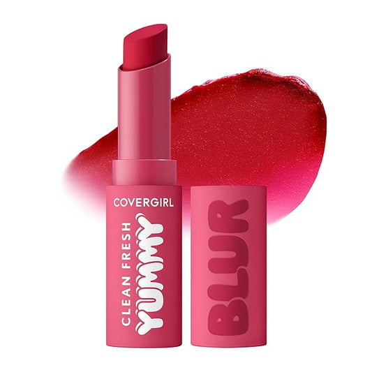 COVERGIRL Clean Fresh Yummy Blur Lipstick, Blurring Effect, Matte Lip Color, Sweet Pomergranate Flavored, Vegan Formula - 160 Can't Remem-blur (Fuchsia Pink)
