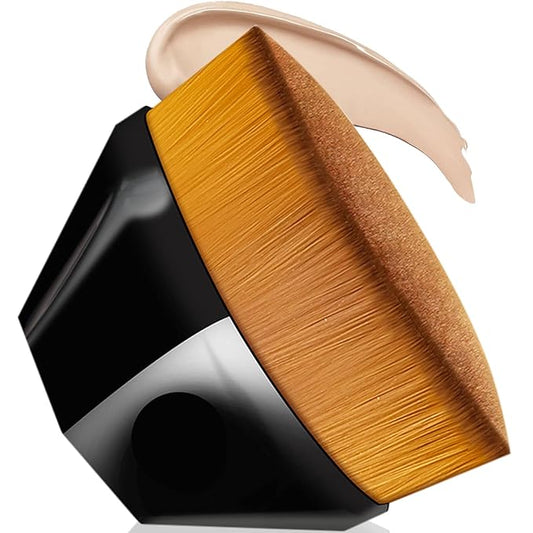 Self Tanner Face Applicator Sunless Tan Flat Top Kabuki Tanning Brush with 200,000 High Density Ultra Soft Nylon Bristles, Black