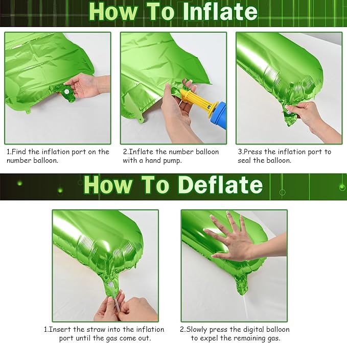 40 Inch Green Large Numbers Balloons 3, Self Inflating Digit 3 Helium Balloons for 3rd Boys Girls, Foil Mylar Big Number Balloons 0-9 for Women Men Birthday Party Anniversary Supplies Decorations