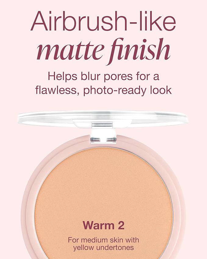 Mineral Fusion Pressed Powder Foundation - Matte Finish Face Powder for Medium Skin with Yellow Undertones - Age Defying Natural Makeup - Talc Free, Vegan, Hypoallergenic (Warm 2)