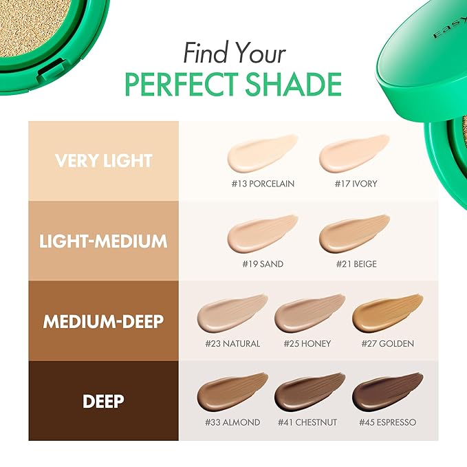 Easydew Mela B Toning Ampoule Cushion Refill - 3-in-1 Age-Defying Sun Shield Full Coverage Cushion Foundation with Niacinamide & Hyaluron-Vital C - Face Makeup Korean Skin Care 0.45 oz (#27 Golden)