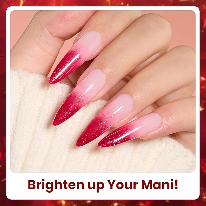 beetles Glitter Gel Polish Set, Passion Rush Collection Christmas Gel Nails, Red Orange Gold Gel Polish Shimmer Nails Art Soak off Uv LED Manicure Gift Set Nail Trend Gift for Women