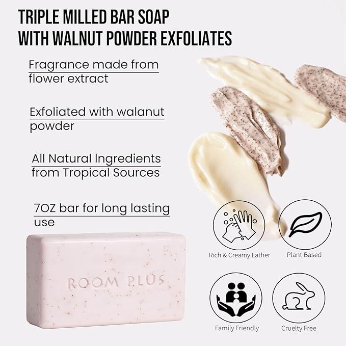 YESUN Fragrance Bar Soap, Big Brick of Bath Soap,Made with Organic Oils, 3-pack,1.3lb,Natural Soap Bar,Moisturizing clean, Floral Scent,Walnut Powder Exfoliates ROOMPLUS (vanilla)