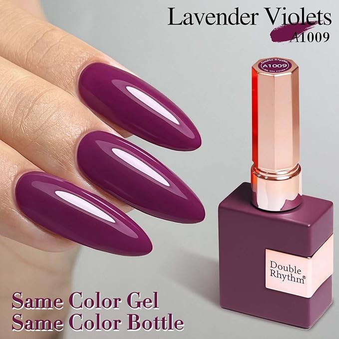 Double Rhythm 0.5Oz Gel Polish Pure Sheer Same Color Same Bottle Soak Off 15ML Gel PolishManicure Salon Nail Art DIY at Home for Women (Purple-A1009)