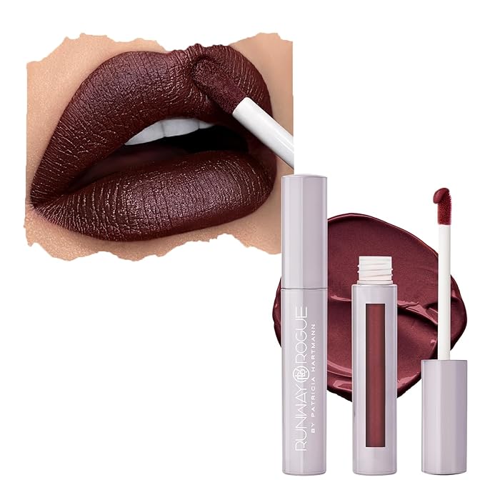 Runway Rogue Velvet Glam Liquid Lipstick, Almost-Matte Burgundy Blackberry Lipstick, ‘Call My Agent’