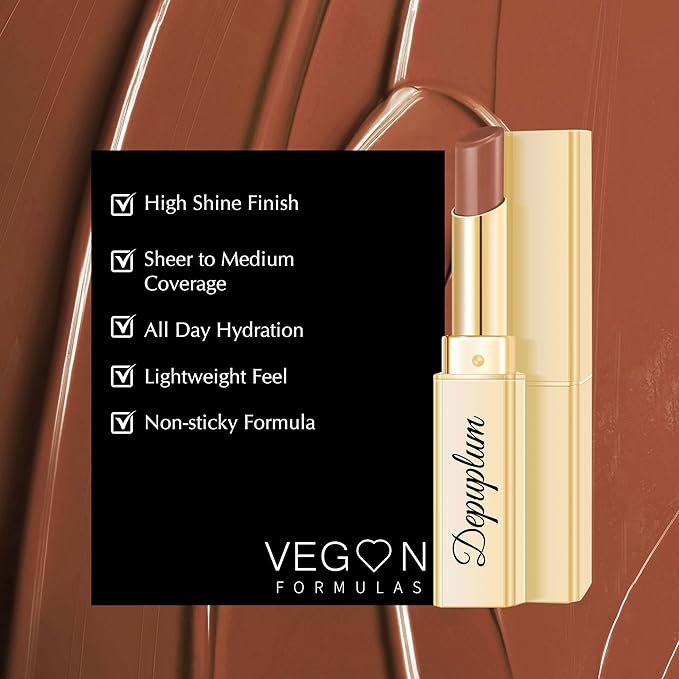 Brown Lipstick for Women Hydrate Glossy Lipstick Moisture Lip Gloss Sheer-Medium Coverage Long Lasting Lipsticks for Dry Lips (DM72 Brown)