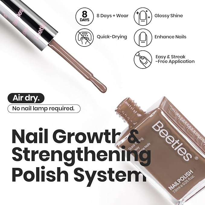 Beetles Fall Nail Polish Set Coconut Mousse 6 Colors, Nude Nail Polish Quick Dry Long Lasting Neutral Brown Red Pink Lacquer Glossy for Christmas Women Salon DIY Nail Art