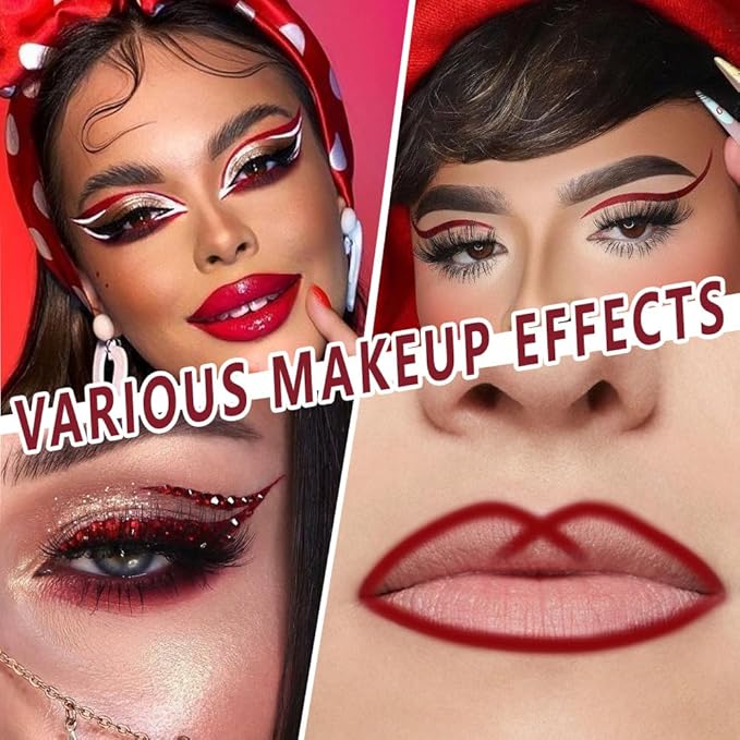 evpct Peach Red Eyeliner Pencils for Eyes, Peach Red Colored Eye Liner Pencil Makeup Waterproof Smudge Proof, Colored Gel Waterline Eyeliner Liquid, Face Eye Paint Stick Lipstick Halloween Makeup 03