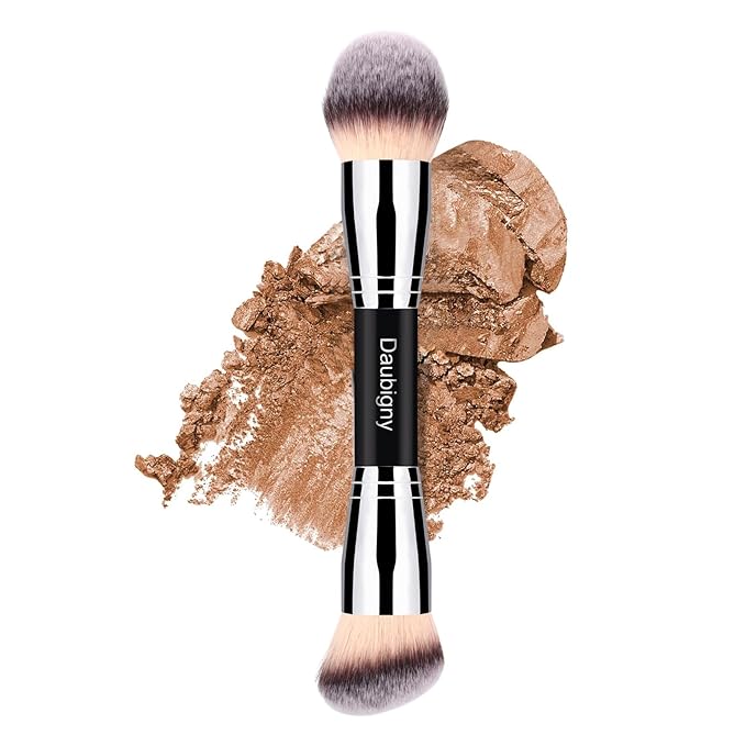 Makeup Brushes Daubigny Dual-ended Rounded Foundation Brush Powder Brush Perfect for Any Look Premium Luxe Hair Rounded Taperd Flawless Brush Ideal for Liquid, Cream, Powder,Blending