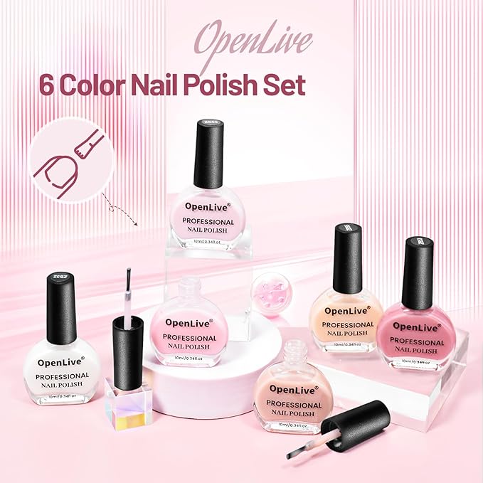 Jelly Nail Polish Set 6 Colors White Pale Red Soft Pink Natural Nude Pale Purple Fresh Pink Purple All Seasons Neutral Color Quick Dry Nail Polish Set for Women Salon DIY Nail Art