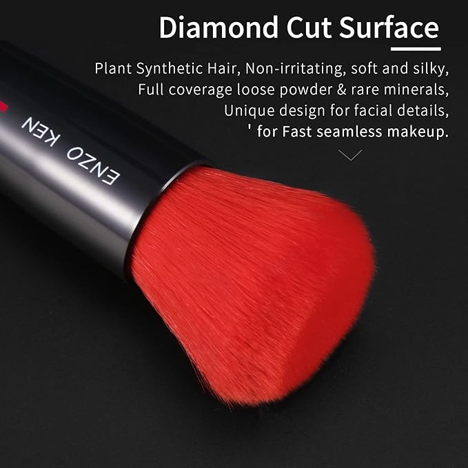 Kabuki Powder Foundation Brush, Powder Contour and Bronzer Brush, Portable Travel Kabuki Foundation Brushes, Foundation Brush for Liquid Blush, Angled Concealer Brush, Cream Blending Brush