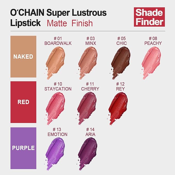 O'CHAIN Brown Matte Lipstick, Long Lasting Full Coverage Non-Transfer Lipstick for Women Infused with Jojoba Oil and Vitamin E, Cruelty-Free & Vegan (01 BOARDWALK) 0.12 Oz