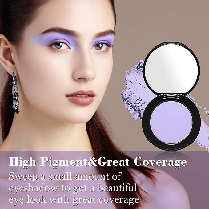 MEICOLY Light Purple Eyeshadow with Mirror,Matte Violet Lavender Eye Shadow Palette,Lilac Purple Powder Makeup,Single Eyeshadow for Women and Girls,Eye Makeup Eyelid Color