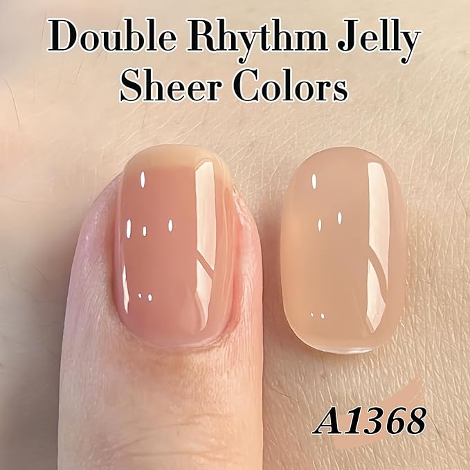 Double Rhythm 15 ML Gel Polish Pure Sheer Same Color Same Bottle Soak Off Gel Polish Nail Art Manicure Salon DIY at Home for Women (Jelly Nude-A1368)