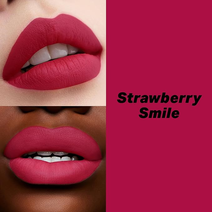 16-Hour Volumizing Matte Liquid Lipstick with Non-Drying, Waterproof Matte Liquid Lip Color: 105 Strawberry Smile, 0.14 Fl Oz