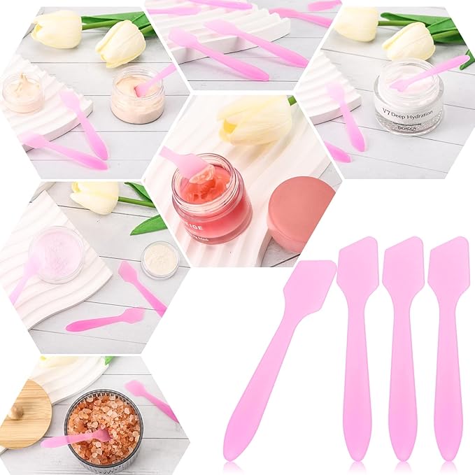 Tbestmax 300 PCS Mini Cosmetic Spatulas 3.2" x 0.6" Disposable Makeup Spatulas, Plastic Spatulas Pink Facial Creams Skin Care Spatulas