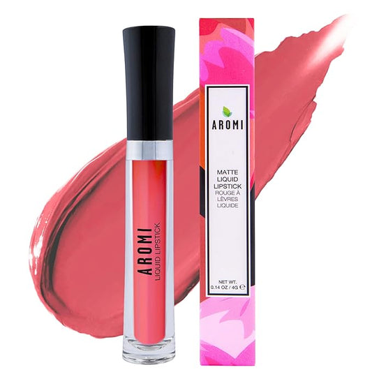 Aromi Mango Matte Liquid Lipstick | Coral Peach Lip Color for Women, Long-Lasting, Vegan, Red Orange Shade (Mango Tango)