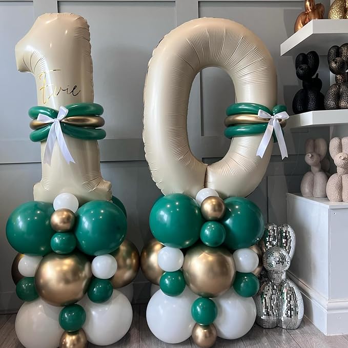 40 Inch Cream Number 1 Balloon, Beige Large Self Inflating Foil One Balloons for 1st Birthday Decorations Boys Girls, Digital 1 Helium Balloon for First Birthday Baby Shower Anniversary Party Supplies