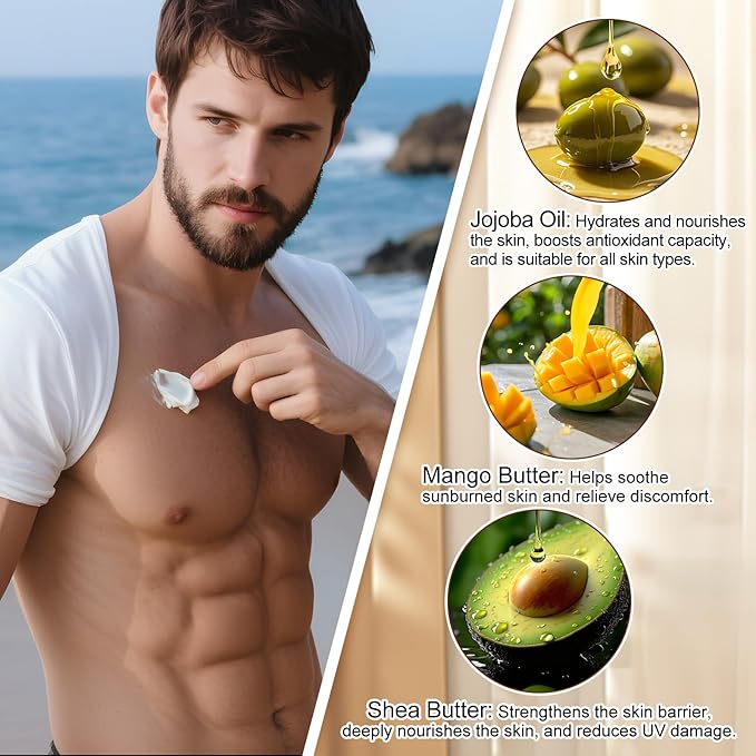 Body Butter for Men,Cologned Body Butter,Infused with Organic Shea & Mango Butters,Warm and Sensual Scent,for Men-Gift for Father,Husband, Boyfriend (3.52 Fl Oz)