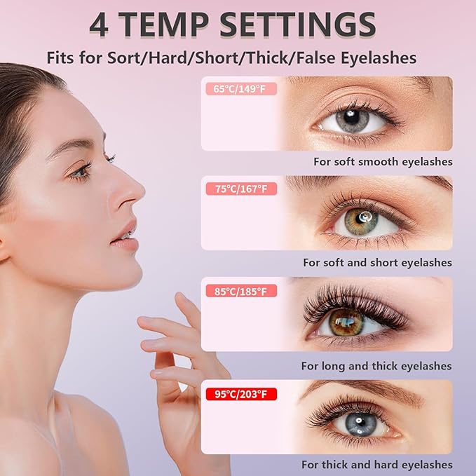 Heated Eyelash Curler - Eyelash Curlers Heated 4 Temperature Modes| Rechargeable Electric Eyelash Curler Pro| Heated Lash Curler for Women with Eyelash Comb Heat up in 8s Anti-Burn Design (Black A)