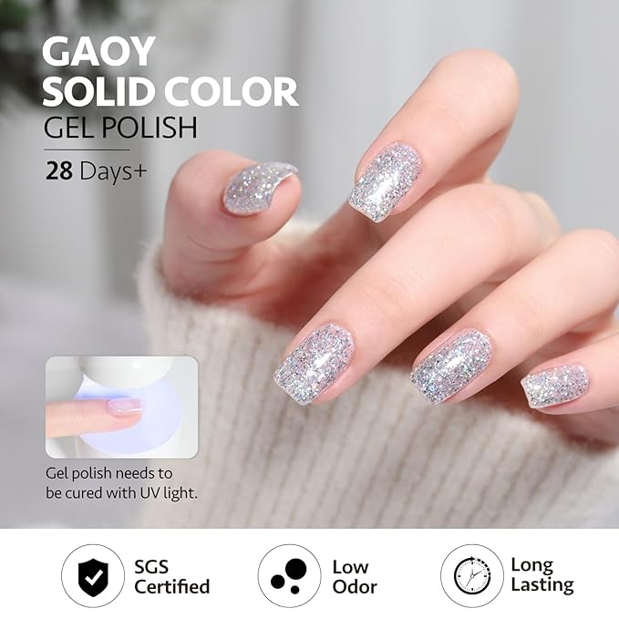 GAOY Red Gel Nail Polish Set of 6 Colors for Christmas nails Including White Burgundy Gold Sliver Glitter Gel Polish Kit for Valentine’s Day