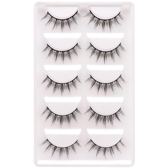 Veleasha Manga Lashes Spiky False Eyelashes 100% Handmade Eyelashes Anime Fake Lashes Lightweight Wispy Lashes 5 Pairs Pack (6D75)