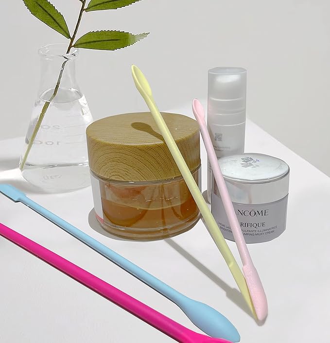 Mini Spatula Silicone Spatula Set, 4pcs Small Makeup Scrapers for Cosmetics, Reusable Beauty Tiny Tools, Thin Jar Scraper, Get Last of Makeup Out