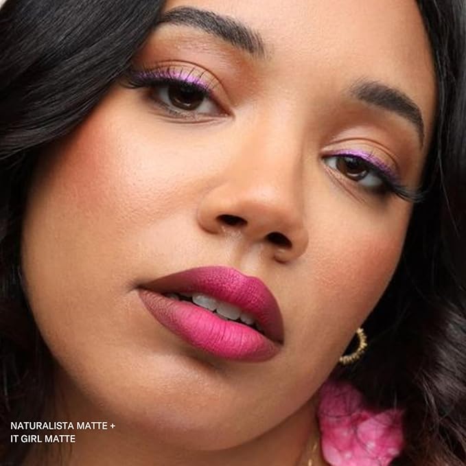 The Lip Bar - Nonstop Liquid Matte Lipstick 2-Pack, Naturalista (Soft Brown) + Rich Auntie (Deep Berry) - High Pigment - One Swipe - Long Lasting - Jojoba Oil & Vitamin E - Vegan - Make Up -.24 fl oz