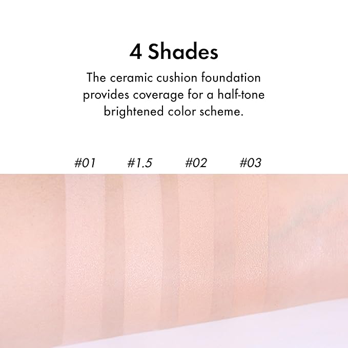 Amuse SEOUL Ceramic Skin Perfector Cushion Foundation | Long-lasting, Lightweight, Semi-matte, Flawless Coverage, Hypoallergenic, Vegan, Korean Beauty (15g / 0.52oz.) (03 HONEY)