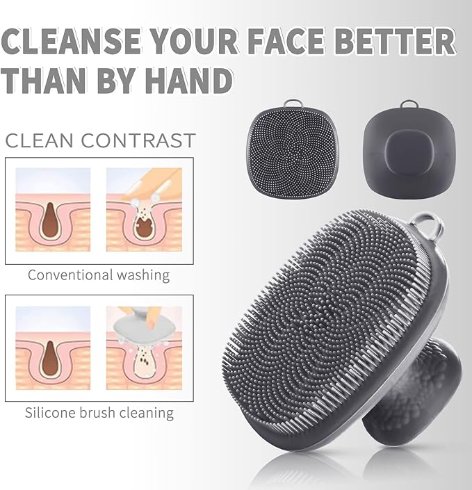 VWMYQ Face Scrubber Face Scrubber for Men Facial Cleansing Brush Silicone Face Wash Brush Manual Waterproof Cleansing Skin Care Face Brushes for and Exfoliating (Gray)