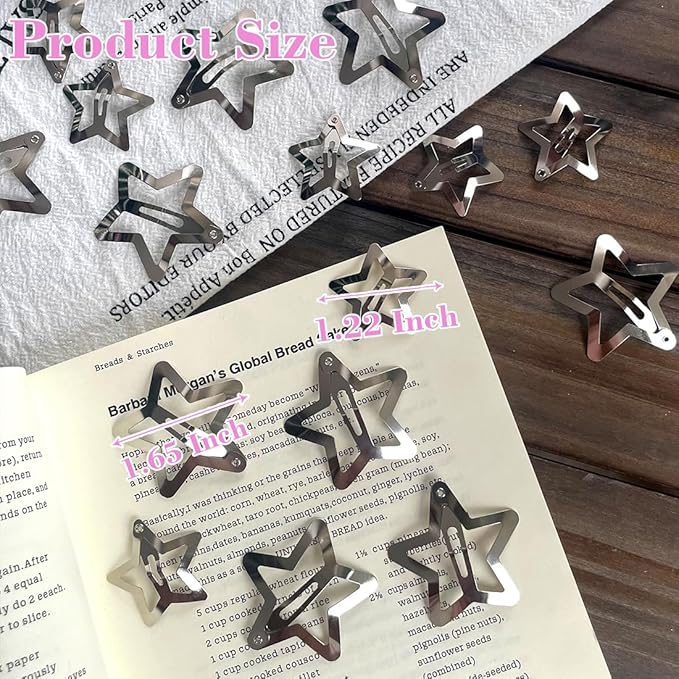 30 PCS Star Hair Clips,20PCS 1.22"Clip and 10 PCS 1.65"Clips Snap Star Hair Accessories Non Slip Clips for Girls Women Y2K Accessories