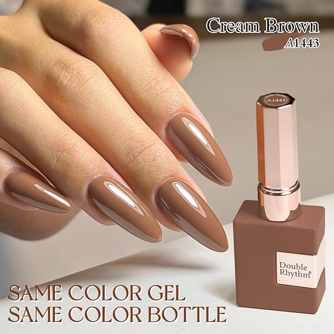Double Rhythm 15ML Gel Polish Pure Sheer Same Color Same Bottle Soak Off Gel Polish Art Manicure Salon DIY at Home for Women (Light Brown-A1443)