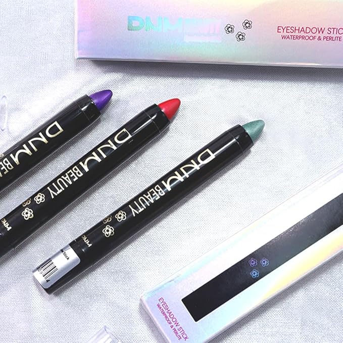 evpct Red Shimmer Cream Eye Shadow Brightener Sticks Set for Eyes, Red Shimmery Matte Pencil Eye shadow Applicator Stick Pen Palette Makeup Waterproof sombras en crema para ojos 35#