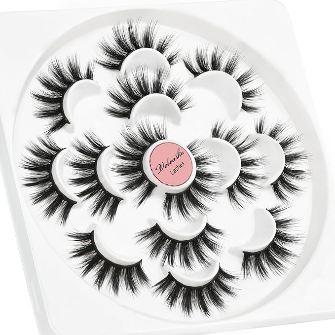 Veleasha Lashes 5D Faux Mink Lashes Fluffy False Eyelashes Handmade Eye Lashes Wispy Lightweight Fake Lashes Luxurious Volume Fake Eyelashes 7 Pairs Pack (Dubai)