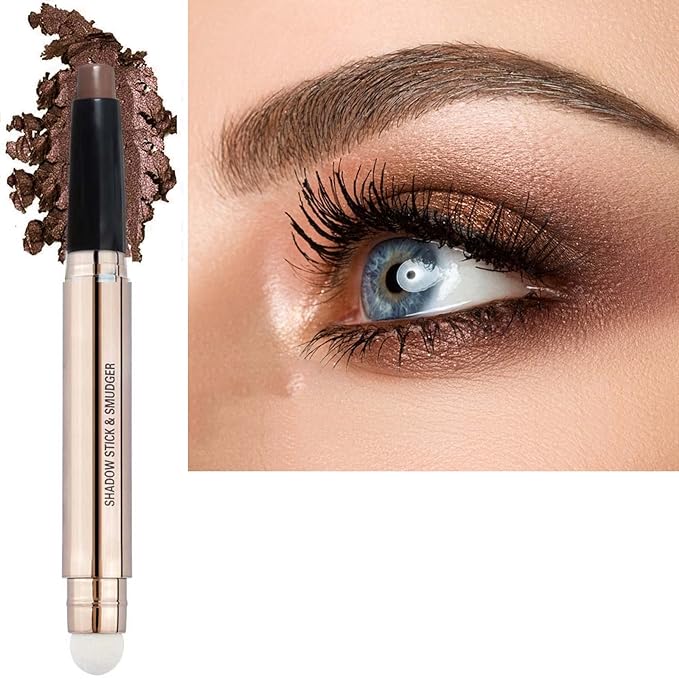 Brown Eyeshadow Stick Makeup, Long-Lasting Waterproof Eye Shadow Pencil, Hypoallergenic Smudge-Proof Glitter Primer Palette Shimmer Eyeliner, Easy to Blend Eye Make Up
