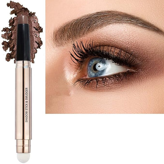 Brown Eyeshadow Stick Makeup, Long-Lasting Waterproof Eye Shadow Pencil, Hypoallergenic Smudge-Proof Glitter Primer Palette Shimmer Eyeliner, Easy to Blend Eye Make Up