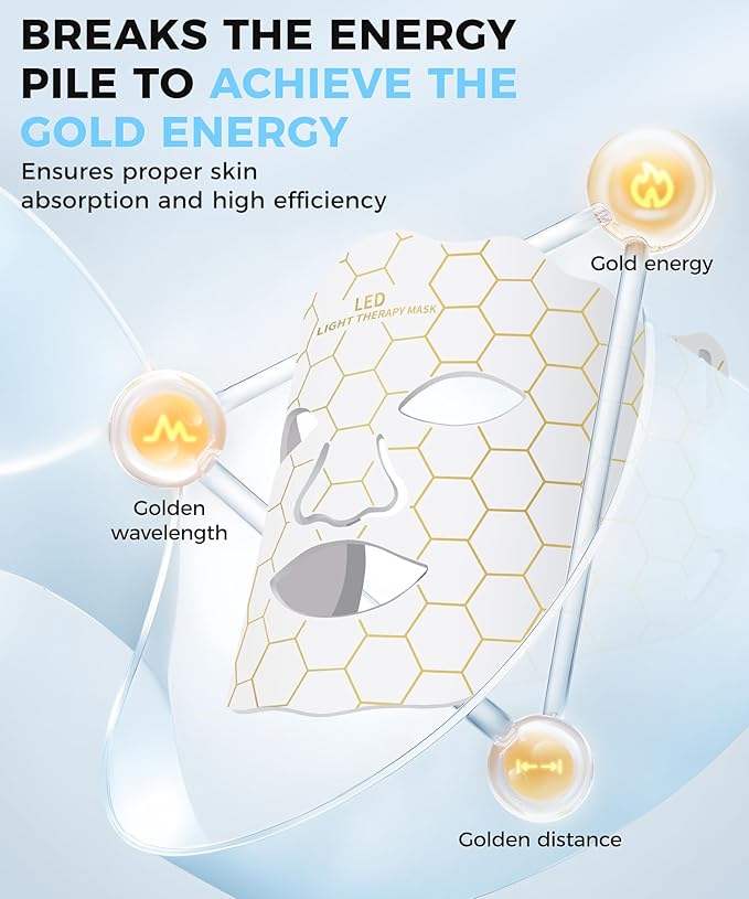 Yahi LED Face Mask Light Therapy, Red Light Therapy for Face, 7-1 Colors LED Facial Skin Care Mask, 175 High-Density Light Beads, White