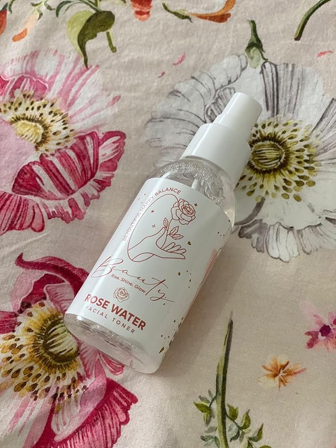 Beauty Hydrating Rose Water Facial Mist with Caviar Extract, Seaweed, Vitamin E and jojoba Oil